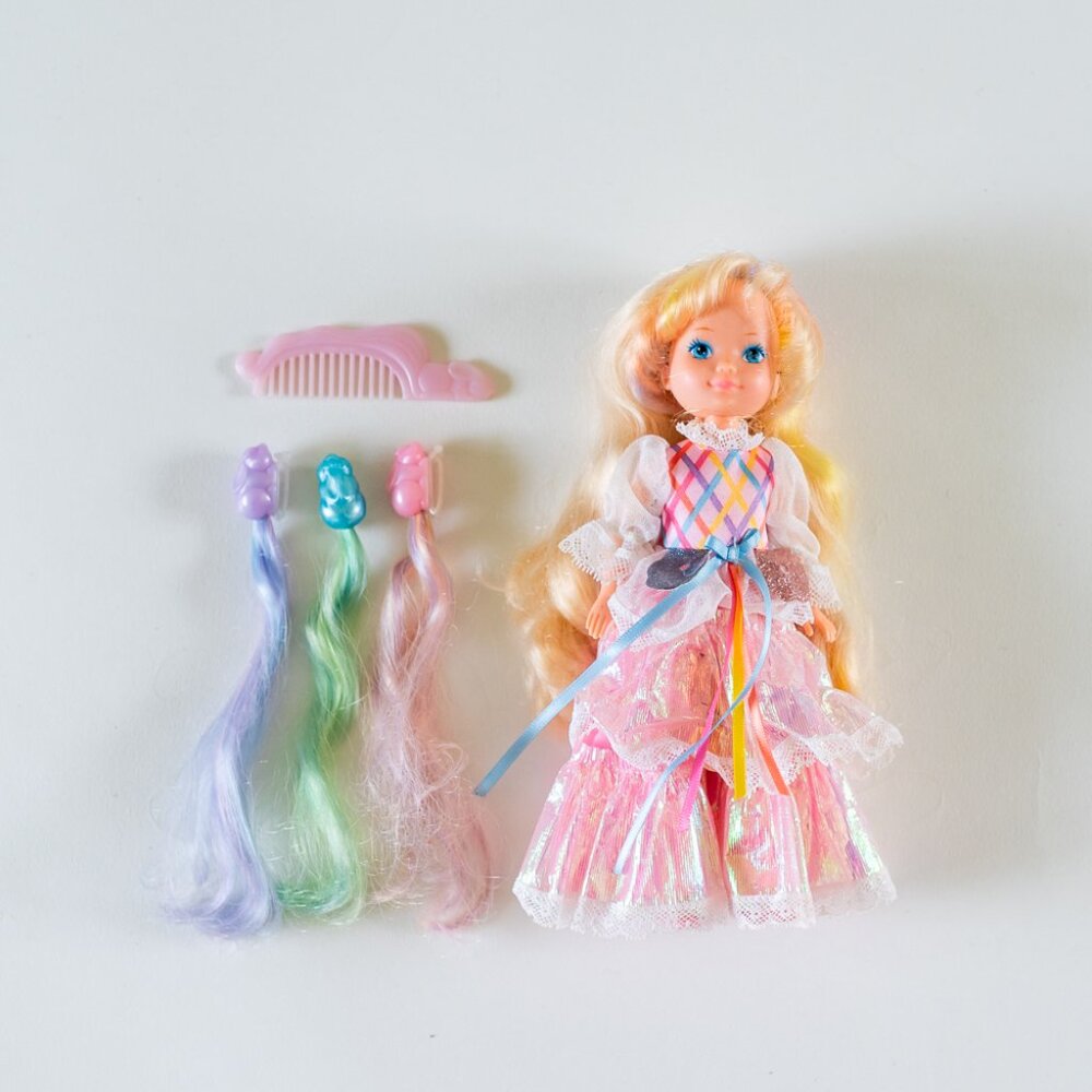 Vintage Lady LovelyLocks Doll – 1980s Mattel, with 3 Pixietail Squirrels + Comb